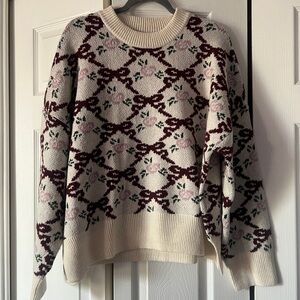Sincerely Jules Burgundy and Cream Floral Sweater
